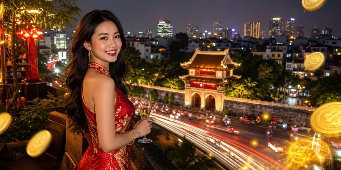 Ánh đèn neon Hà Nội về đêm bên cạnh người chơi xổ số trực tuyến