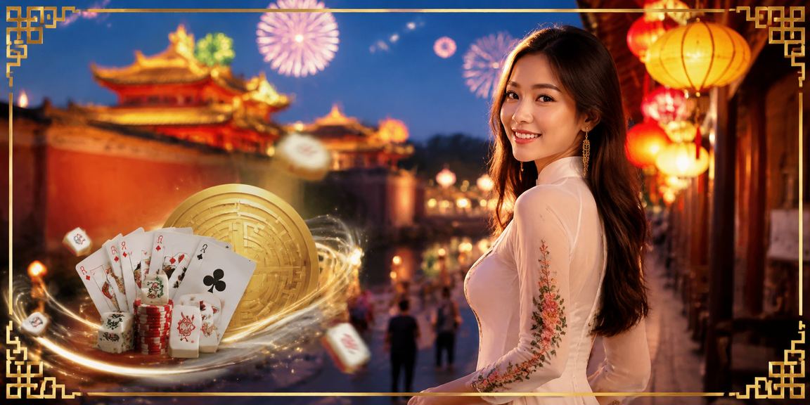 Trò chơi bài sôi động tại chợ đêm Huế với không khí lễ hội rực rỡ